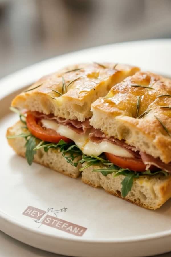 Et fümeli focaccia sandviç